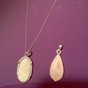 Pink necklace with chain and extra pendant